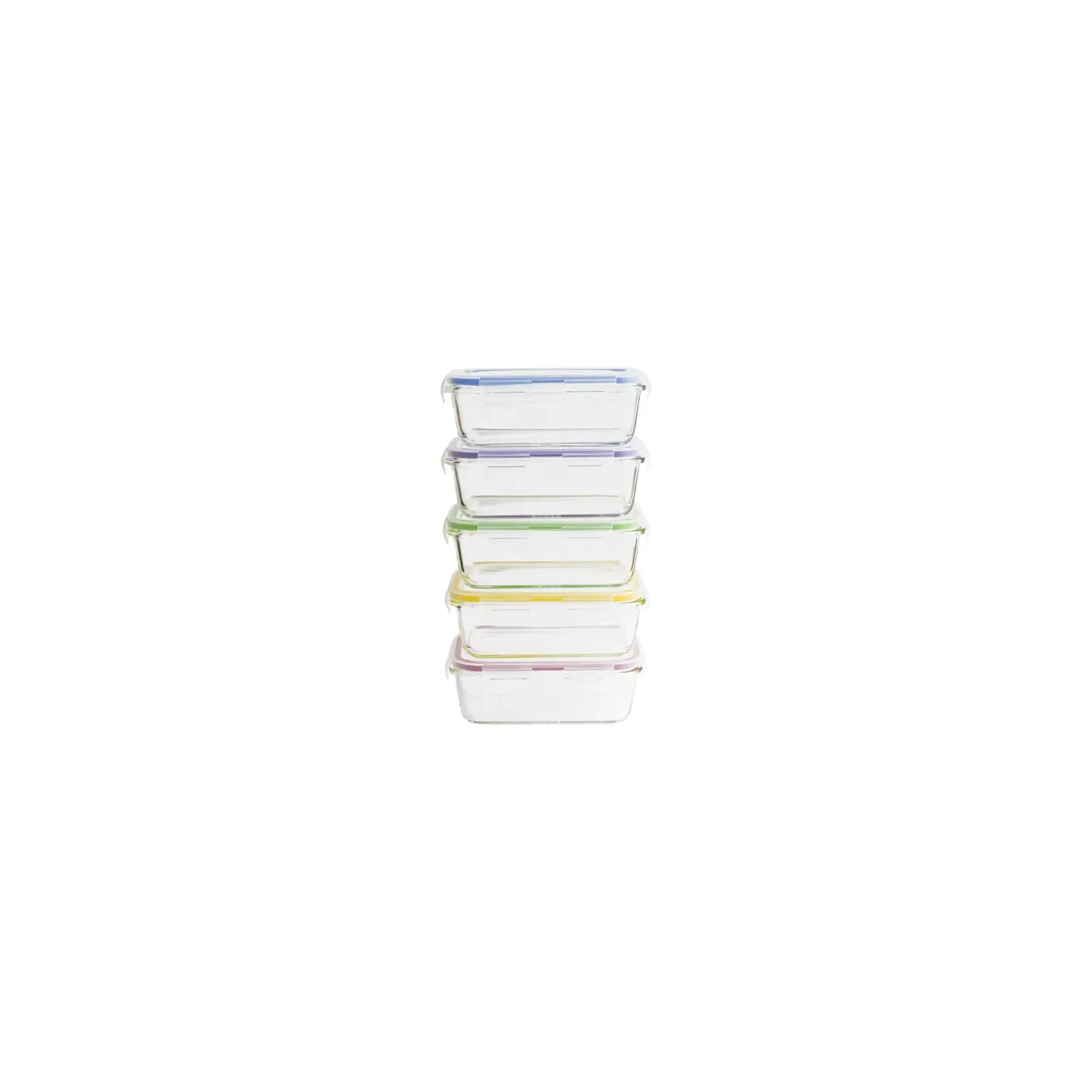 PEBBLY Set 5 Boîtes de conservation rectangulaires 0.85 L