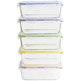 PEBBLY Set 5 Boîtes de conservation rectangulaires 0.85 L 