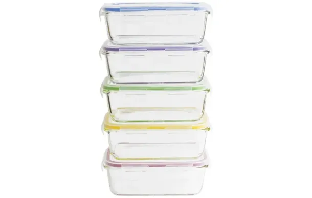 PEBBLY Set 5 Boîtes de conservation rectangulaires 0.85 L 