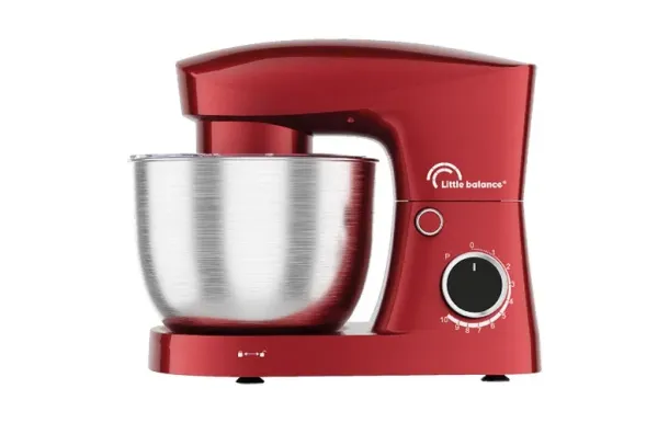 robot pâtissier rouge avec 3 accessoires