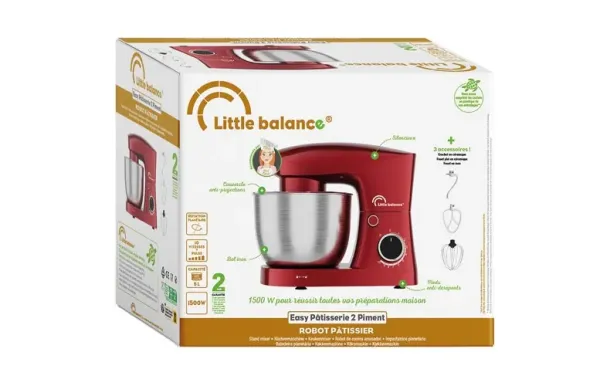 robot pâtissier rouge avec 3 accessoires