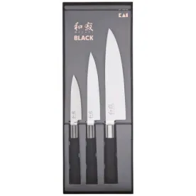 KAI Set 3 couteaux Office / Universel / Chef - Wasabi Black
