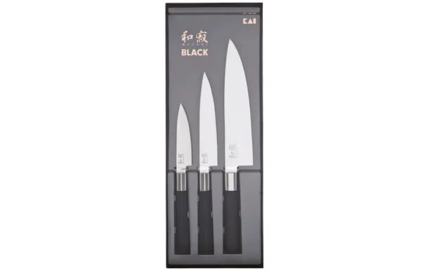 KAI Set 3 couteaux Office / Universel / Chef - Wasabi Black