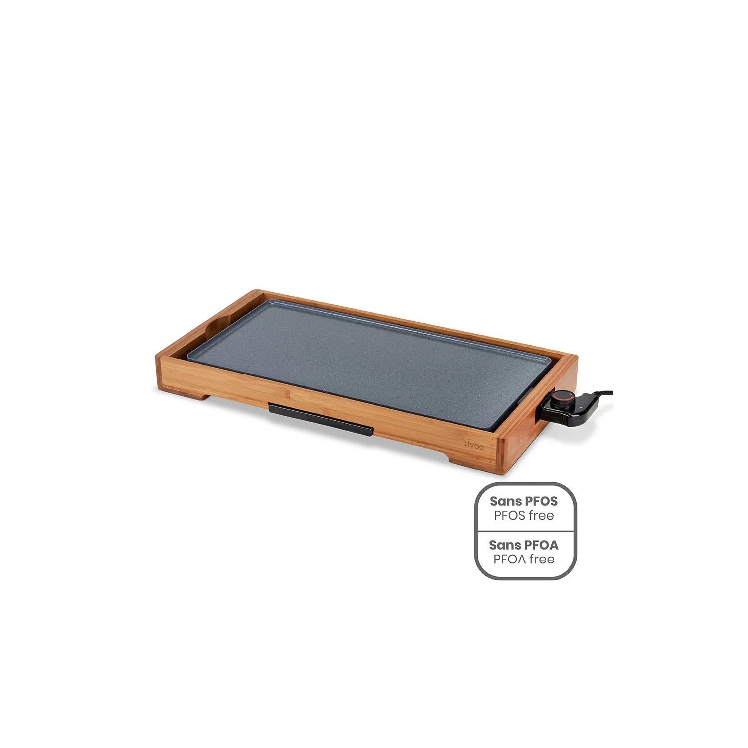 Plancha bambou revêtement céramique LIVOO DOC322 Plaque amovible en fonte d'aluminium Thermostat ajustable