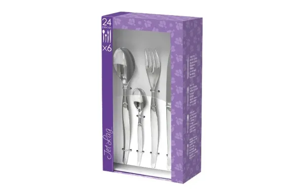 LOU LAGUIOLE Ménagère 24 pièces Inox Jet – Table élégante