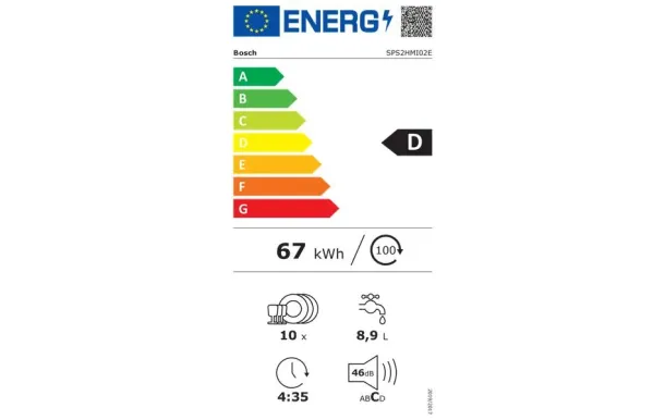 BOSCH SPS2HMI02E Lave-vaisselle 45 cm Inox 10 couverts