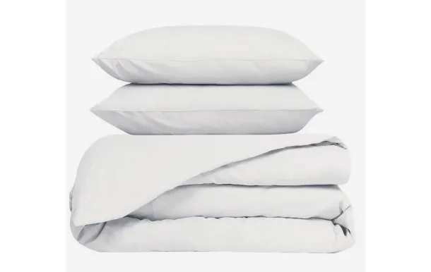 HAOMY - Parure VENEZIA Blanc 240x260 + 2 taies carrees 65x65