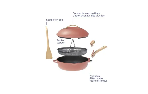 La Fabuleuse Poêle Cookut 28 cm Pivoine Disponible à Brignais