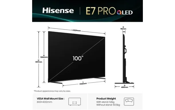 HISENSE Téléviseur 253 cm UHD 4K - 100E7QPRO