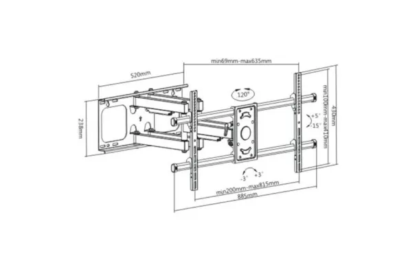 MBG FRANCE Support mural inclinable - H3290-6A