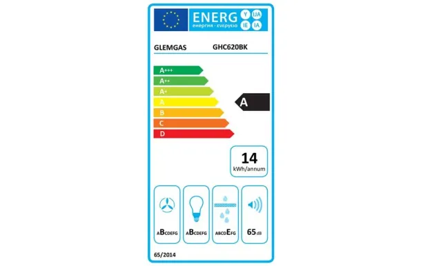 GLEM Hotte visière 60 cm noire GHC620BK - 230 m³/h