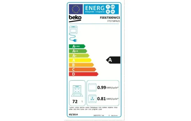 BEKO Cuisinière 60 cm vitrocéramique FBE67300WCS