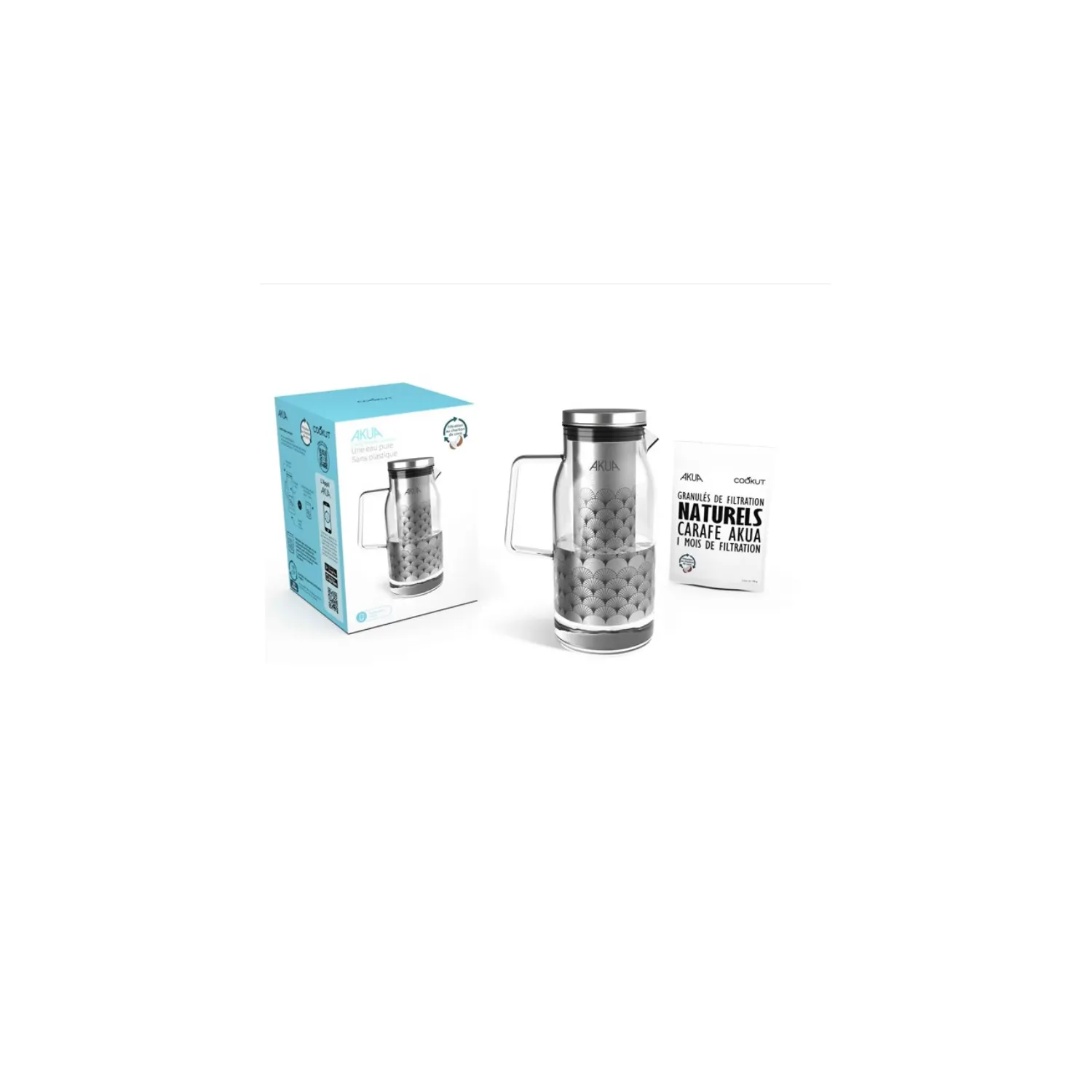 COOKUT – Carafe filtrante AKUA 1,2 L sans plastique