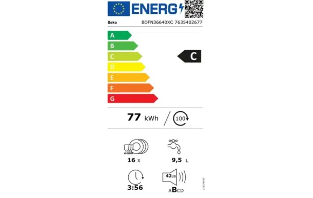 BEKO Lave-vaisselle 16 couverts 42 db inox BDFN36640XC