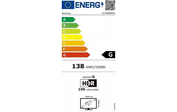 SAMSUNG TV 190 cm LED 4K - TU75U8005FUXXC