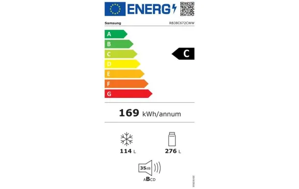 Samsung RB38C672CWW - Réfrigérateur 390L Classe C