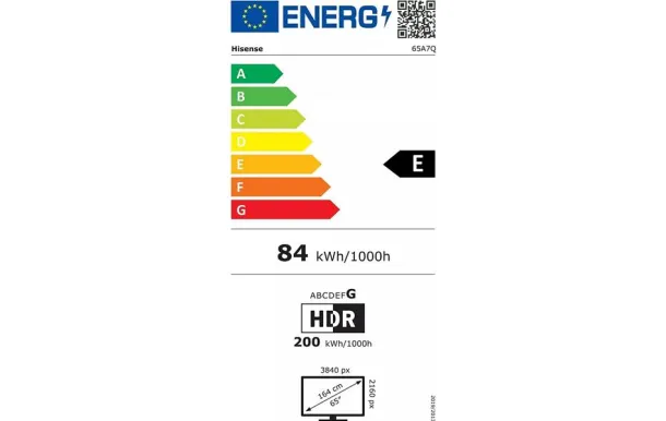 HISENSE TV QLED 164 cm UHD 4K - 65A7Q