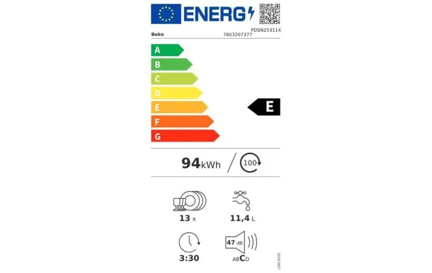 BEKO Lave-vaisselle intégrable 13 couverts 47 db - PDSN25311X