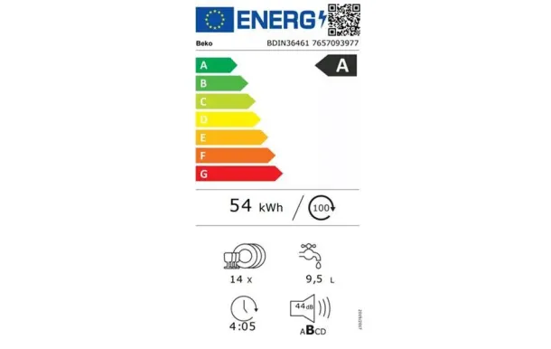 BEKO Lave-vaisselle Tout-intégrable 14 couverts 44 db - BDIN36461
