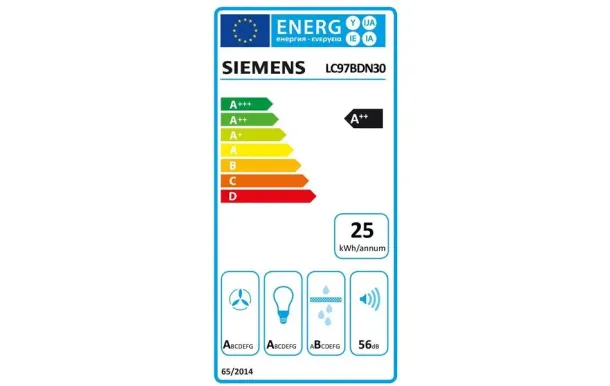 SIEMENS LC97BDN30 Hotte murale 90 cm inox 699 m³/h