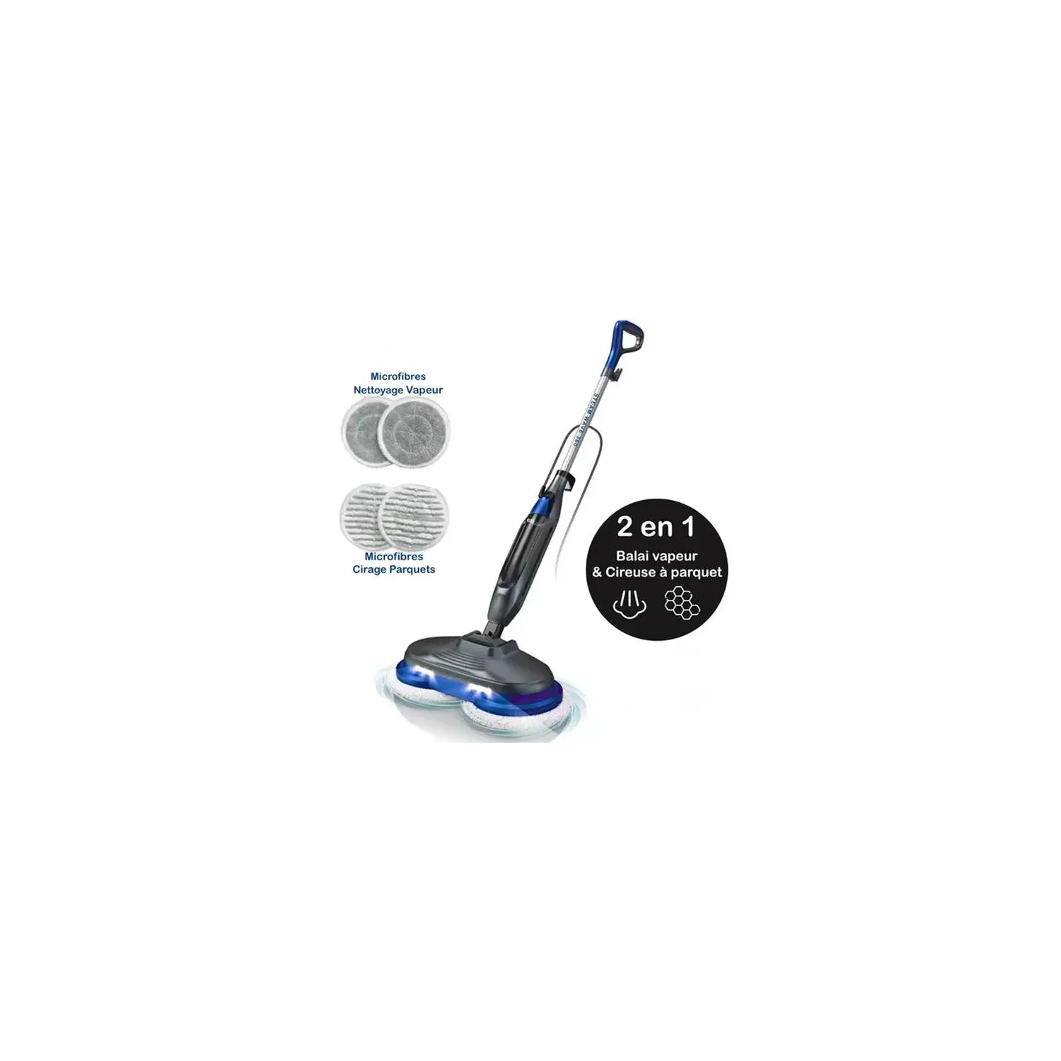 Eziclean Balai vapeur cireuse sols - STEAMWAVE360 Noir - vue 6