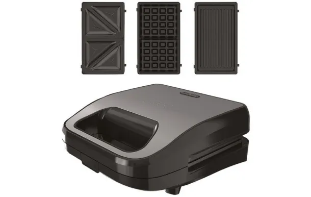 BLACK & DECKER BXSA754E Croque Gaufre Gril 3-en-1 750W