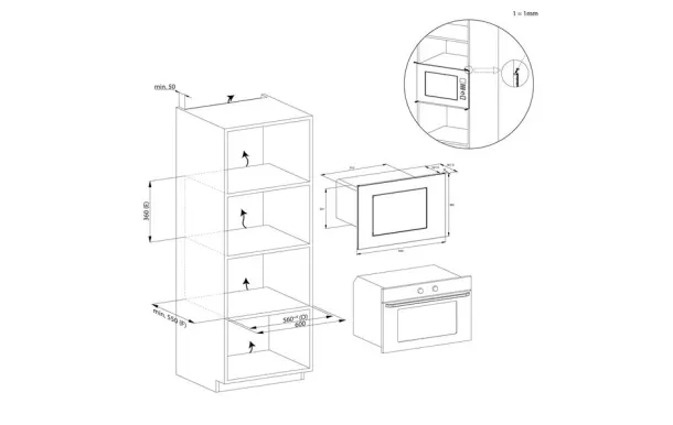 ROSIERES Micro-ondes grill encastrable 28 L noir