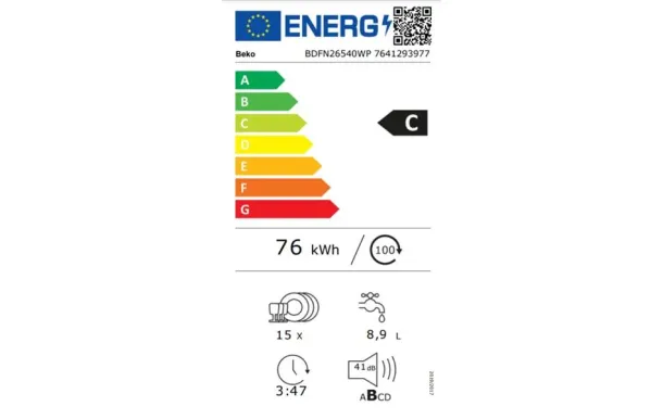 BEKO BDFN26540WP Lave-vaisselle 60 cm 15 couverts 41 dB