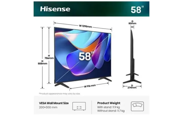 Hisense 58A6S TV LED 4K 146 cm Smart VIDAA