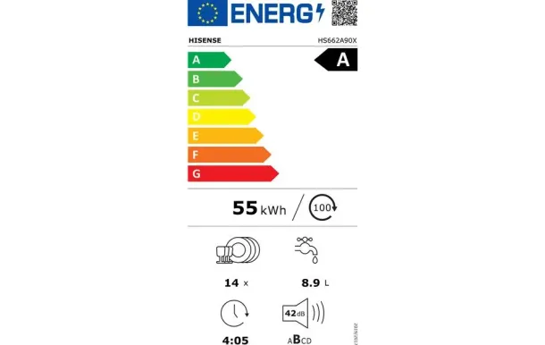 HISENSE HS662A90X Lave-vaisselle 60 cm 14 couverts 42 dB