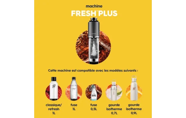 SodaStream Fresh Plus Noire – Machine à soda sans fil