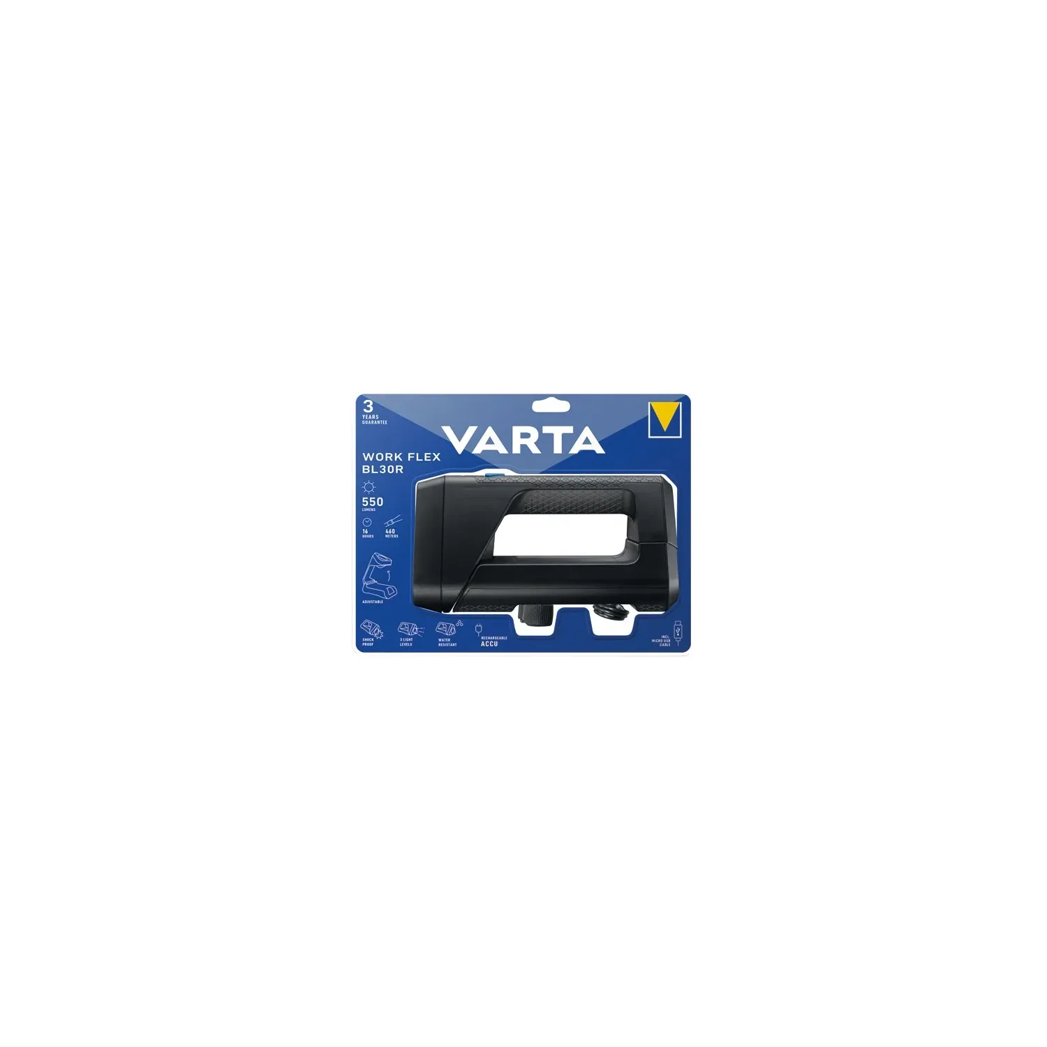 Varta led Lampe torche sans fil Work Flex BL30R mit Akku 600 lm 18684101401 - vue 3