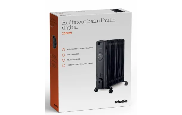 SCHOLTES Radiateur Bain d'Huile 2500W Noir SCHD411N