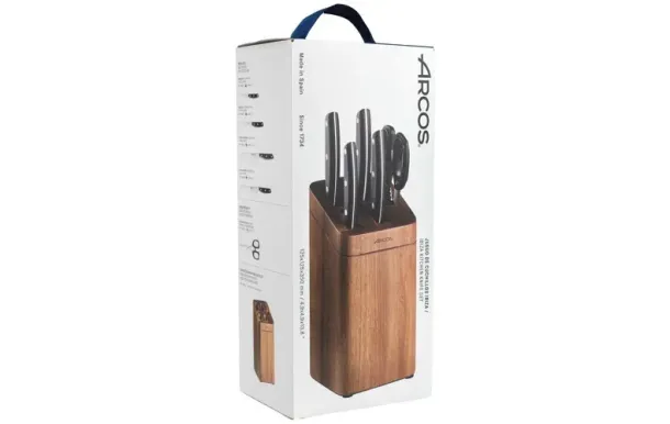 ARCOS Bloc Acacia Ibiza 4 couteaux + ciseaux