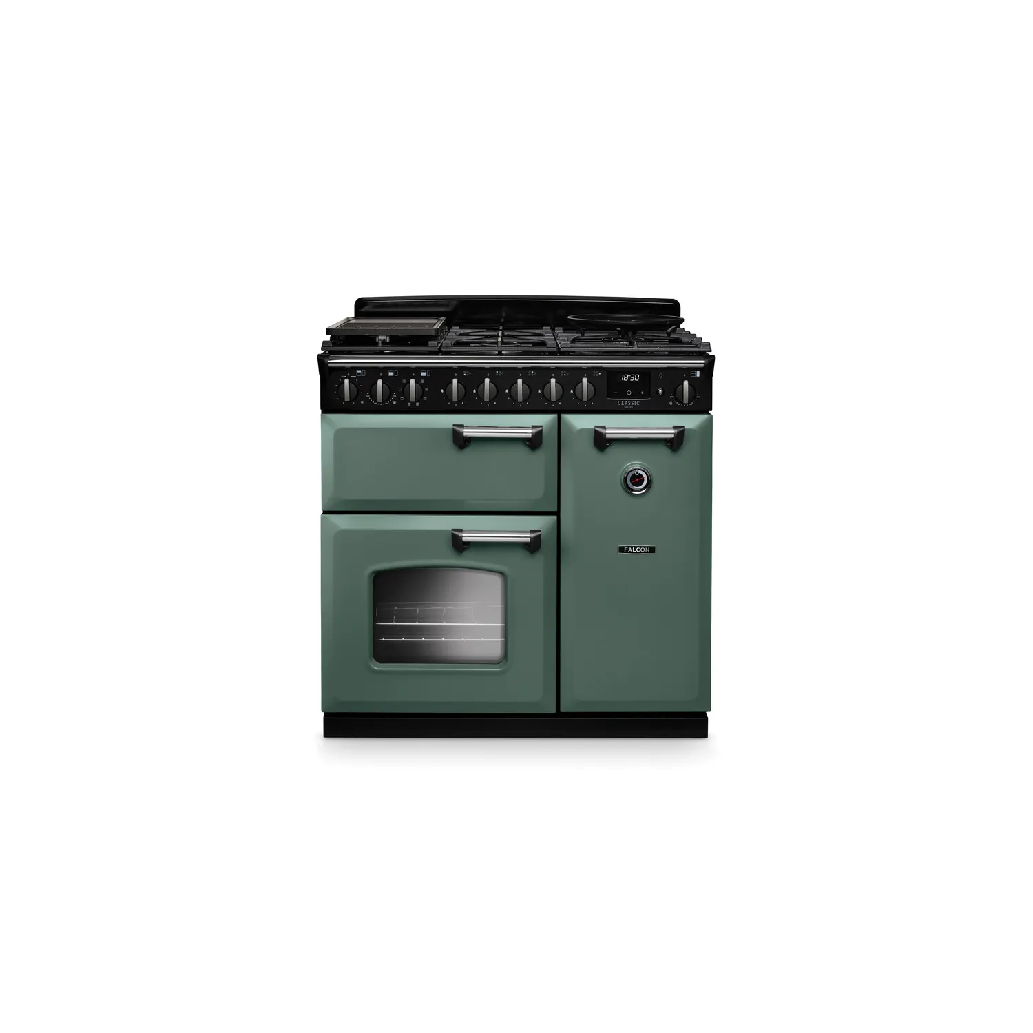 FALCON Piano de cuisson classic deluxe 90 cm NGC table gaz vert mineral chrome FALCON Piano de cuisson classic deluxe 90 cm NGC table gaz vert mineral chrome