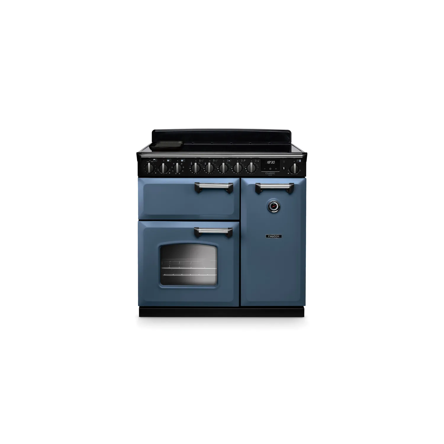 FALCON piano de cuisson classic deluxe 90 cm NGC table induction roche bleue chrome FALCON piano de cuisson classic deluxe 90 cm NGC table induction roche bleue chrome