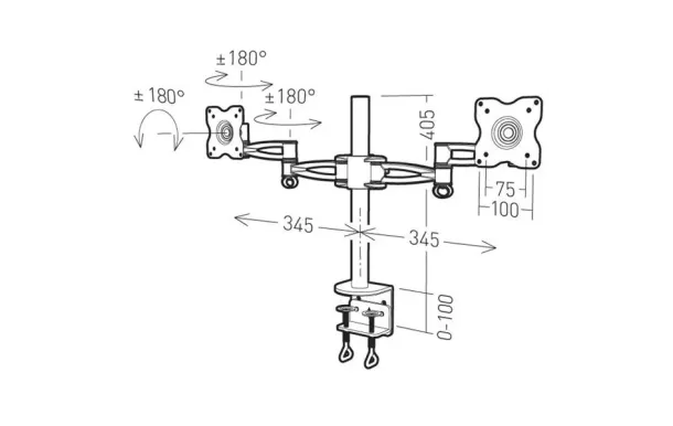 ERARD Double support bureau 2 moniteurs 15-27"