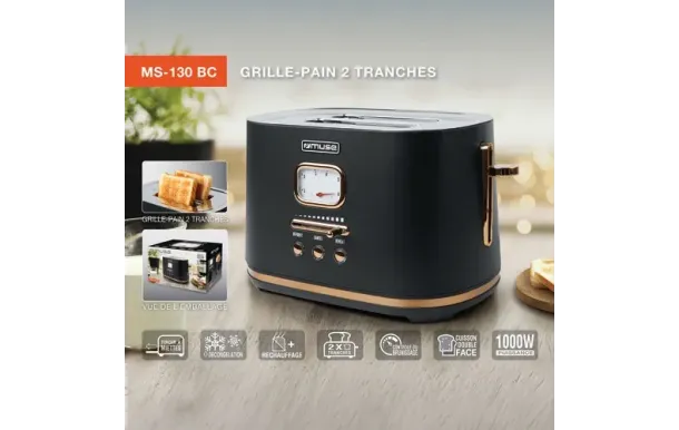 MUSE Grille-pain 2 fentes Noir & Cuivre MS130BC