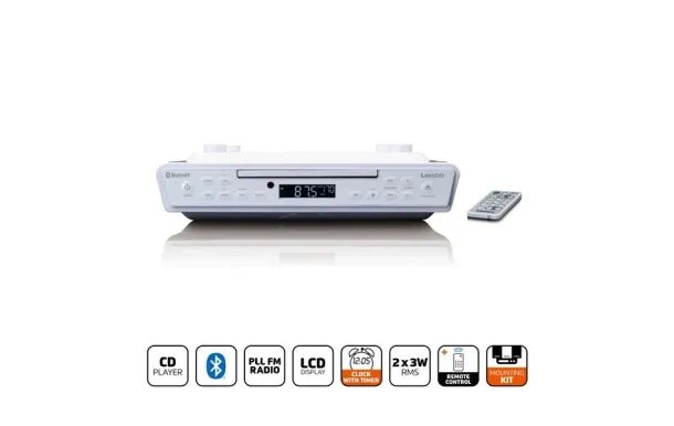 LENCO KCR-150WH – Radio CD Bluetooth sous meuble