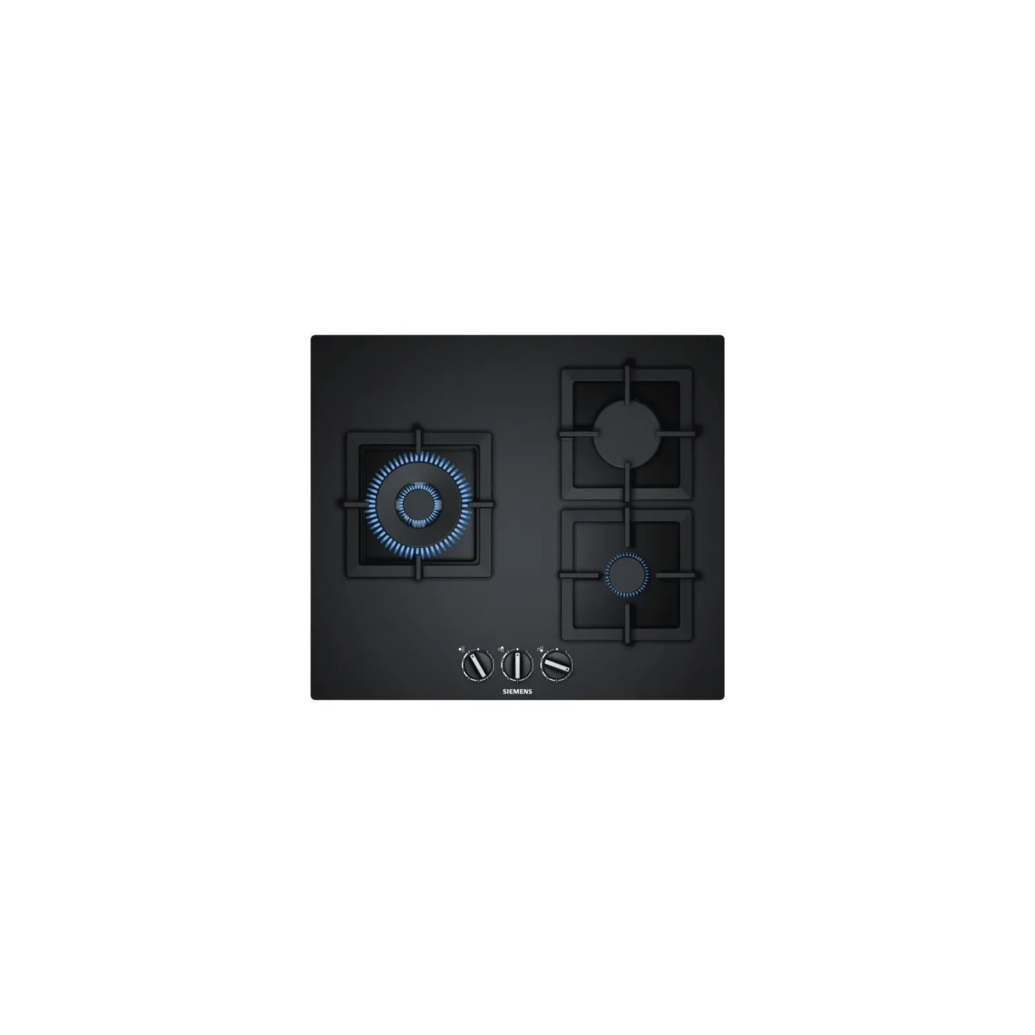 SIEMENS Table de cuisson gaz Dessus verre trempé 3 brûleurs dont 1 Wok 4 kW EP6A6CB20