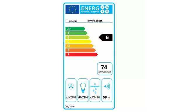INDESIT Hotte décorative 60 cm noir et verre IHVP66LMK