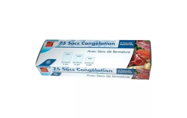 PUBLI EMBAL Lot de 75 sacs de congélation - 3 formats assortis