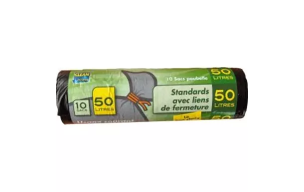 PUBLI EMBAL Lot de 10 sacs poubelle 110 L Noirs - Standard