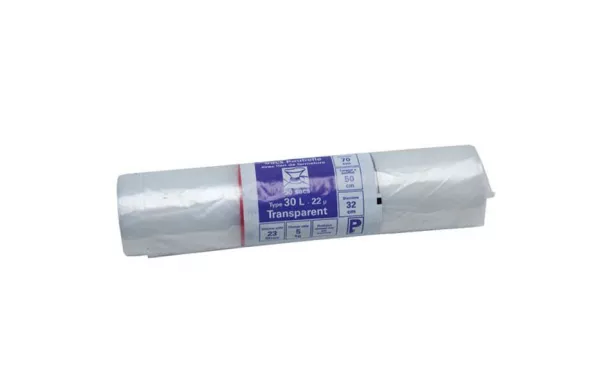 PUBLI EMBAL Lot de 50 Sacs Poubelle 30 L renforcés 22 microns Transparents - Expert