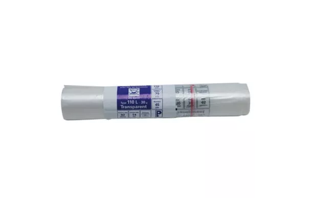 PUBLI EMBAL Lot de 25 Sacs Poubelle 110 L renforcés 30 microns Transparents - Expert