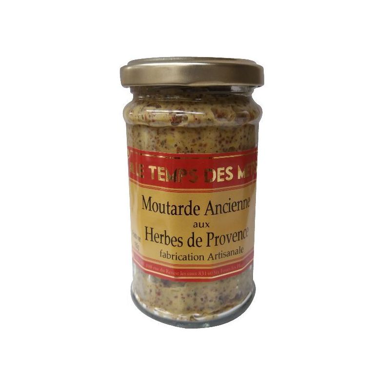 LE TEMPS DES METS Moutarde Ancienne aux Herbes de Provence - 180 g