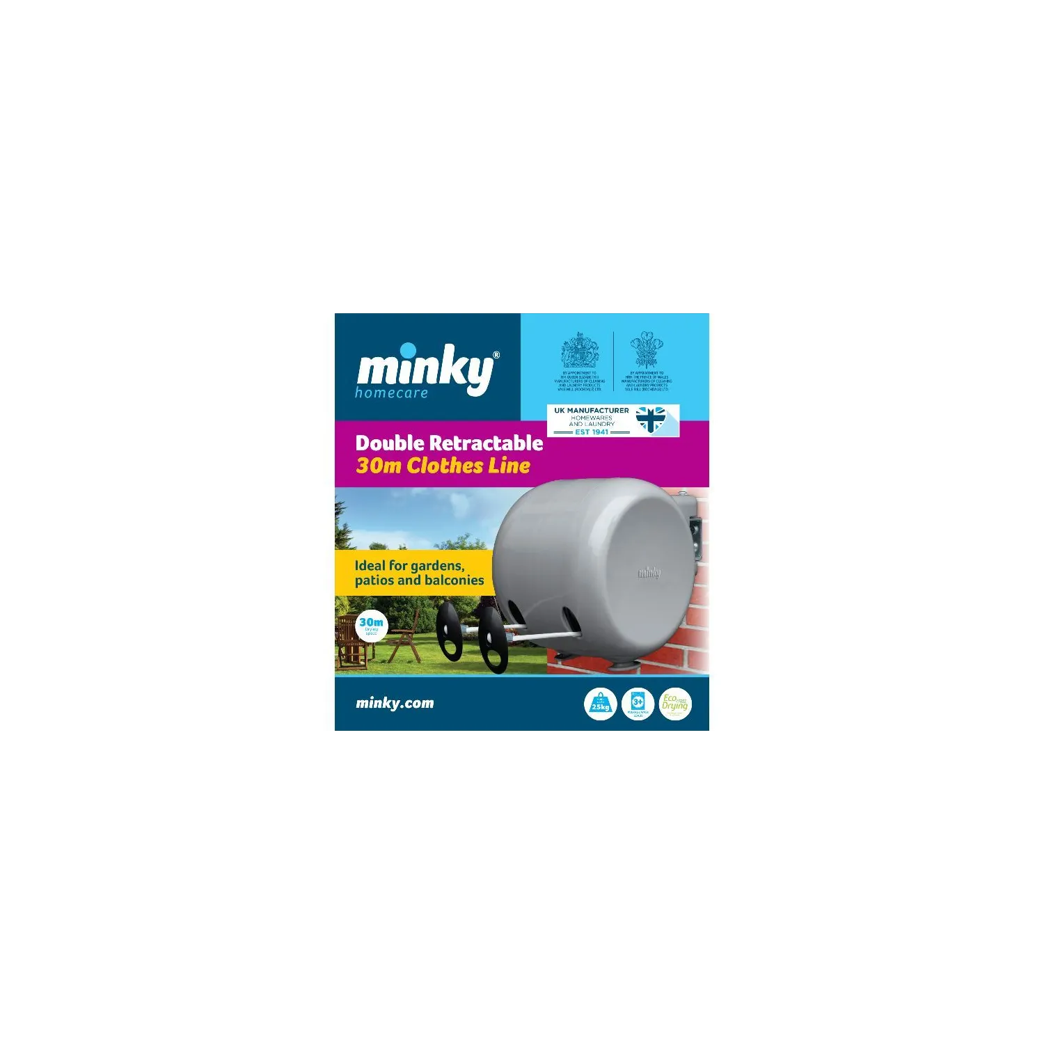 MINKY Séchoir enrouleur 30 mètres Roll System