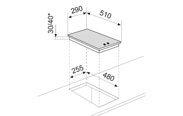 table induction GLEM - GT320IX vitroceramique gaz mixte avis pas cher