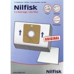 NILFISK Lot de 5 sacs + 2 préfiltres GO et COUPE PARQUET