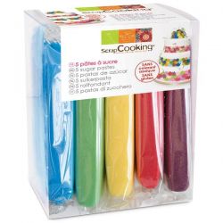 SCRAPCOOKING Boîte de 5 pâtes à sucre de 5 couleurs x 80 g